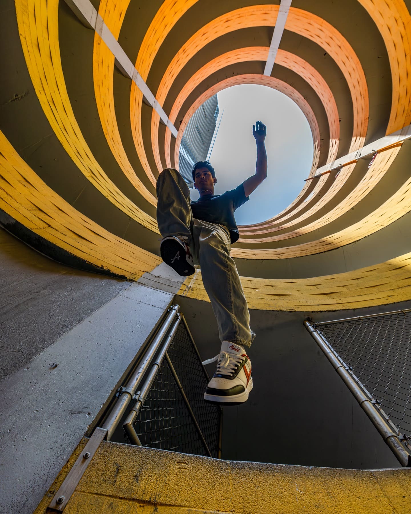 Model inside a circular stairwell